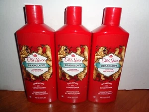 Lot of 3 Men's Old Spice Bearglove 2 in 1 Shampoo & Conditioner 13.5 Oz Each - Picture 1 of 2