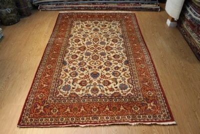 Alfombra auténtica antigua hecha a mano SFAHAN anterior a 1900 aproximadamente 8' x 12' anterior a 1900 Foto 1 de 4