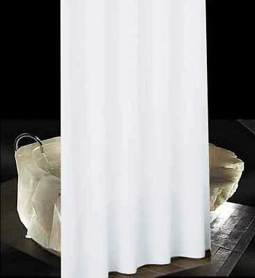 Pure White Shower Curtain 180x220 Waterproof Weighted bottom Clear rings New - image 1 of 3