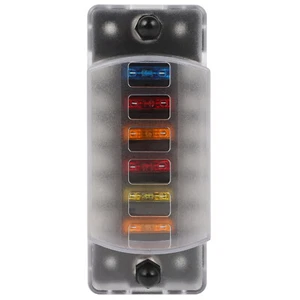 6 Vías Para Auto Coche Barco Hoja Portafusibles Caja Bloque Impermeable Cubierta Negativo - Imagen 1 de 16