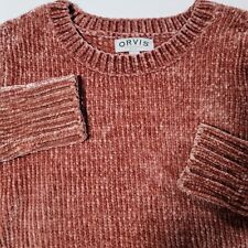 Orvis Pink Chenille Chunky Soft Womens Sm Long Sleeve Pullover Sweater Crew Neck