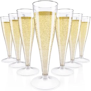 100 Pack Plastic Champagne Fluts 4.5oz Shatterproof Glasses Flutes for Wedding - Picture 1 of 12
