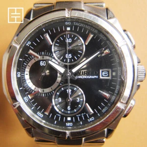 WIRED (Seiko) 7T92-0JK0 Chronograph Black Men's Quartz Watch - Foto 1 di 9