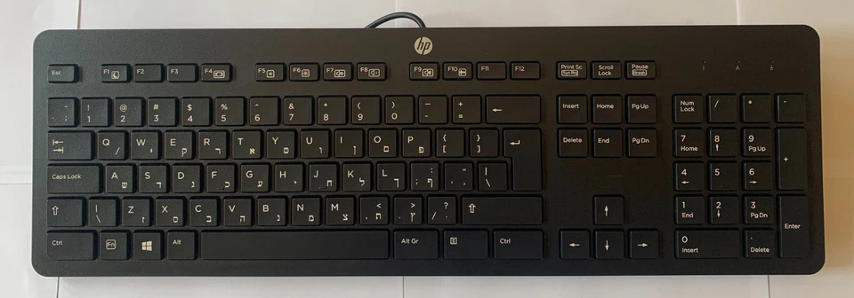 HP Hebrew Keyboard USB Hebrew Bilingual Computer Language Keyboard layout  - Image 1 of 4