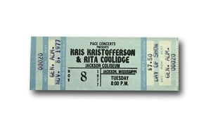 Kris Kristofferson Rita Coolidge Authentic 1977 Original Konzert Ticket Pass - Bild 1 von 2