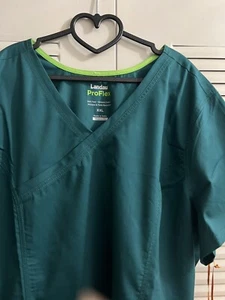 LANDAU Pro Flex Green Scrub Top UNISEX Medical V Neck 2XL Modern Fit Stretch - Picture 1 of 4