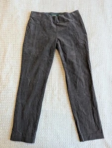 LRL Lauren Ralph Lauren Pants Women 4 Gray Stretch Corduroy Slim Fit Mid Rise - Picture 1 of 12