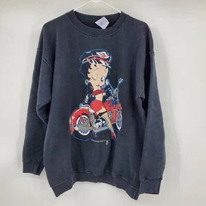Vintage Betty Boop 1992 Fleischer Studios Graphic Motorcycle Riding Crewneck Lar - Picture 1 of 8