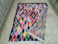 Vintage Handmade Moroccan Beni Ourain Rug Azilal Cotton Carpet Berber Tribal Rug