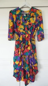 Genuine 80's vintage Arc Sydney multicoloured dress sz 10 padded shoulders - Picture 1 of 2