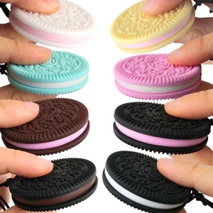 Chewy Cookie Biscuit Sensory Chew Necklace Biting Aid Pendant Kids Autism ADHD - Picture 1 of 7