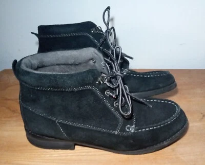 Botas de tornozelo femininas Sebago couro camurça preta com cadarço tamanho EUA 8,5M - Imagem 1 de 4