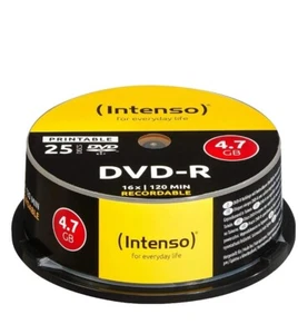 25 Intenso Blank Printable DVD DVD-R 16x 4.7GB 120 mins discs - Afbeelding 1 van 6