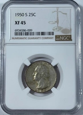 1950-S Washington 25C (#19627) NGC XF 45 - Image 1 of 2