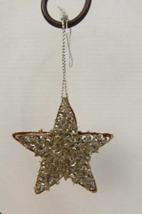 Unbranded * Silver Sequin & Bead Star Christmas Ornament - Picture 1 of 6