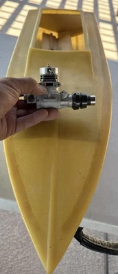 New Vintage Prather RC Boat 31” Fiberglass Hull,  W/new HGK 21  Motor - Image 1 of 4