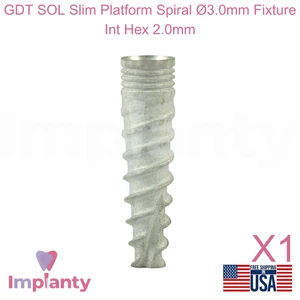 GDT SOL Plataforma Delgada Espiral Ø3.0mm Titanio Accesorio Dental Int Hex 2.0mm - Imagen 1 de 9