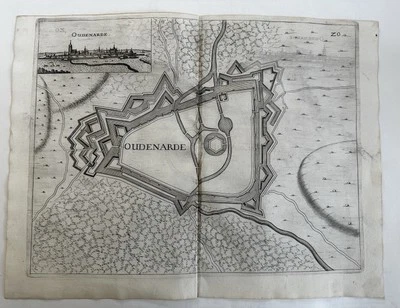 Oudenarde fortified walls Holland Netherlands 1673 Priorato city plan folio map - Image 1 of 4