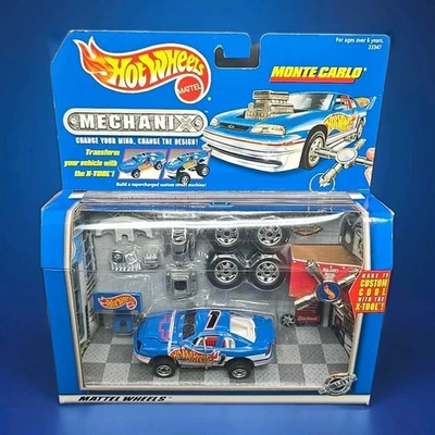 1997 Hot Wheels Mechanix Monte Carlo Blue W/ Customizing X-Tool New  - Image 1 of 4
