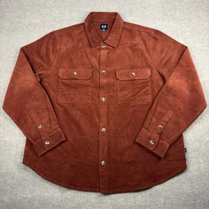 GAP Corduroy Shirt Mens L Brown Rust Red Worker Overshirt Barn Man Chore Shacket - Picture 1 of 17