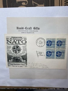  US FDC 1959 NATO United for Freedom First Day Cover DC hand cancel letter mail - Picture 1 of 5