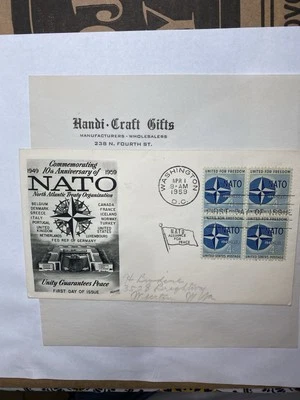  US FDC 1959 NATO United for Freedom First Day Cover DC hand cancel letter mail - Image 1 of 4