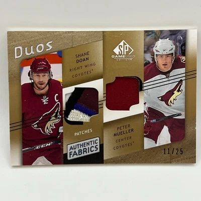 2008-09 SP Game Used Authentic Fabrics Duos Shane Doan/Peter Mueller #SM /25 - Image 1 of 2