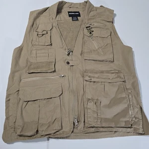 Humvee Fishing Vest Mens XL Khaki Mesh Safari Cargo Outdoors Pockets Tactical - Picture 1 of 9
