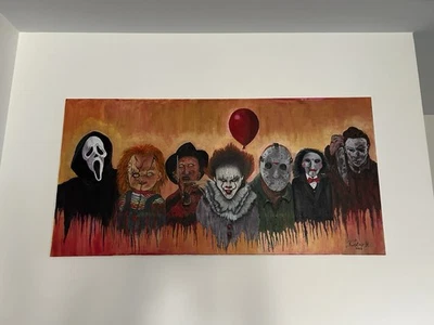 Horror Characters Oil Painting Ghostface Michael Myers Pennywise Chucky Kreuger - Image 1 of 3