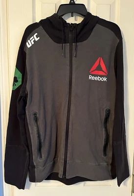 Reebok Men’s Gray Black UFC Conor McGregor Full Zip Fight Night Walkout Hoodie L - Image 1 of 4