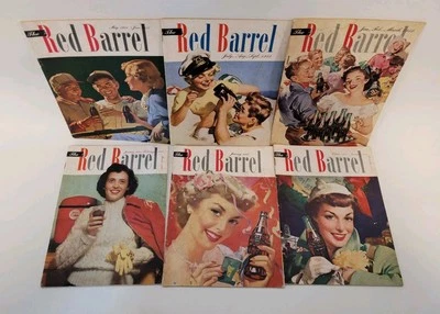 1950s Coca-Cola Publication "The Red Barrel" Lot Of 6, Beautiful Advertisements  - Image 1 of 4