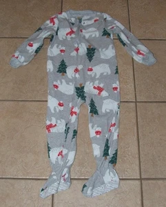 Junge Größe 4 Kleinkind Weihnachten Urlaub Eisbär weicher Fleece Reißverschluss Fuß Schlafanzug - Bild 1 von 4