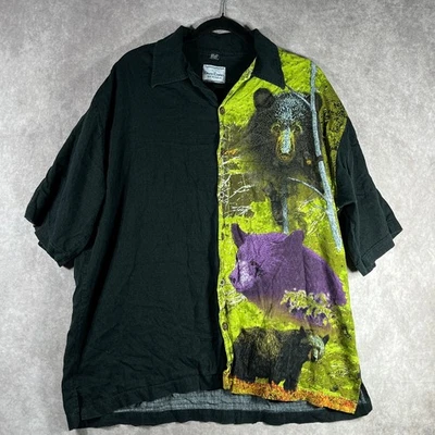David Carey Originals Shirt Mens 2XL Black Bears Wildlife Animal Print Button Up - Image 1 of 4