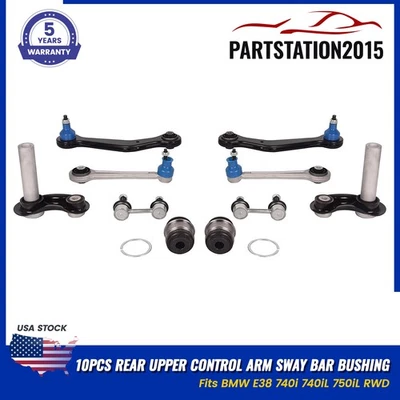 10 peças compatível com BMW E38 740i 740iL 750iL RWD bucha barra oscilante braço de controle superior traseiro - Imagem 1 de 4