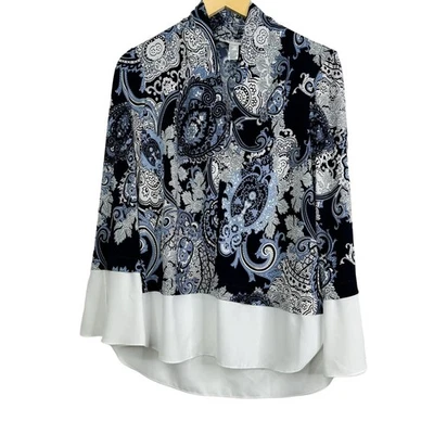  Blusa Joseph Ribkoff Paisley Esmoquin Cuello en V Manga Trompeta Talla 10 Foto 1 de 4
