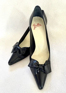 Butter Serenity Heels Pumps Black Nappa Leather Handcrafted Italy sz 8B - Picture 1 of 7