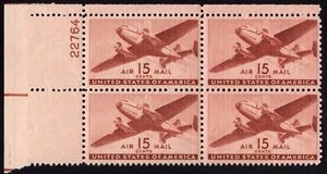 Scott #c28 Twin Motorized Transport Plate Block of 4 Stamps - MNH - Picture 1 of 2