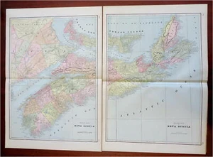 Nova Scotia Halifax Truro 1887-90 Cram scarce large detailed two sheet map - Picture 1 of 7