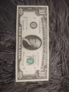 1969 B 10 dollar bill double zero star note - Picture 1 of 2