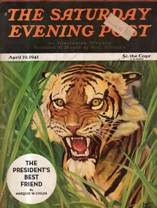 1941 Saturday Evening Post April 19 - I fight Sharks; Diamonds; Guineas; Tiger - Picture 1 of 1