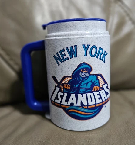 RARE NHL Hockey New York Islanders Whirley Industries Travel Cup/Mug Blue Cover