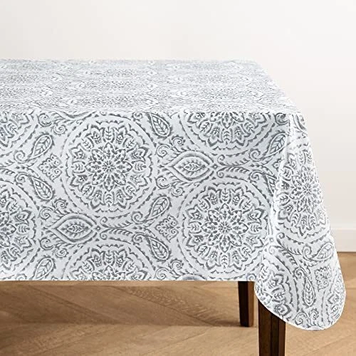  Home Fashions Savannah Boho Paisley Water- and Stain 60"x102" Rectangle Grey - Image 1 of 4