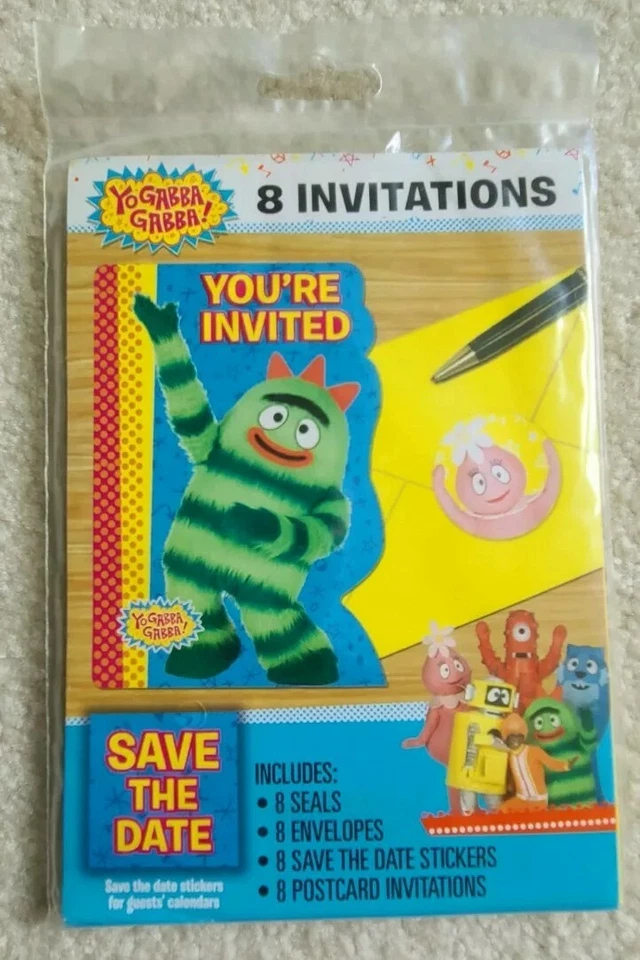 YO GABBA GABBA! Pack de 8 invitaciones de fiesta de cumpleaños Foto 1 de 1