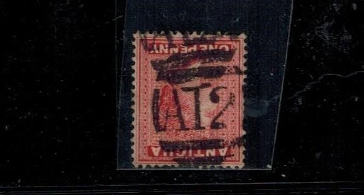 Antigua 1890 SG 25a 1d Rosa com 12 Cancelamentos e WMK INVERTIDO MUITO RARO! - Imagem 1 de 2