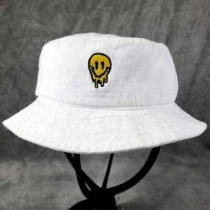 Stickie Bandits Smiley Drip Face Bucket Hat Embroidered White - One Size - Picture 1 of 5