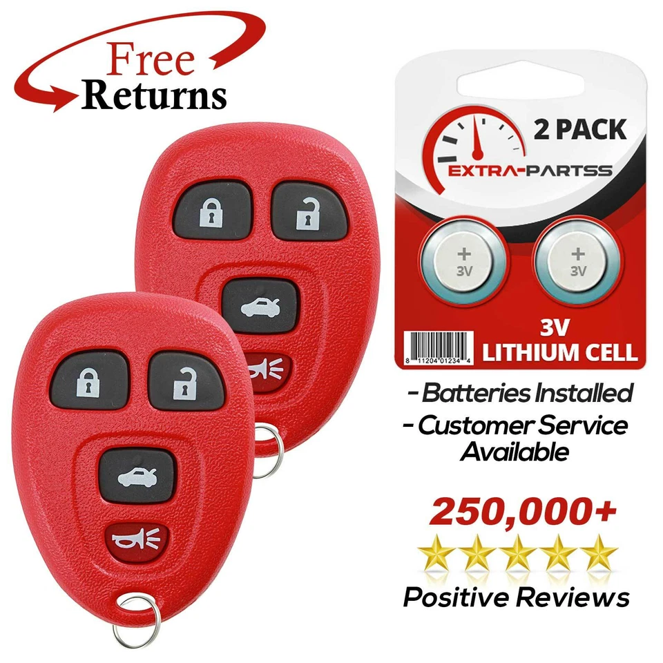 2 Remote Key Fob Red for 2006 2007 2008 2009 2010 2011 Cadillac DTS Foto 1 de 1