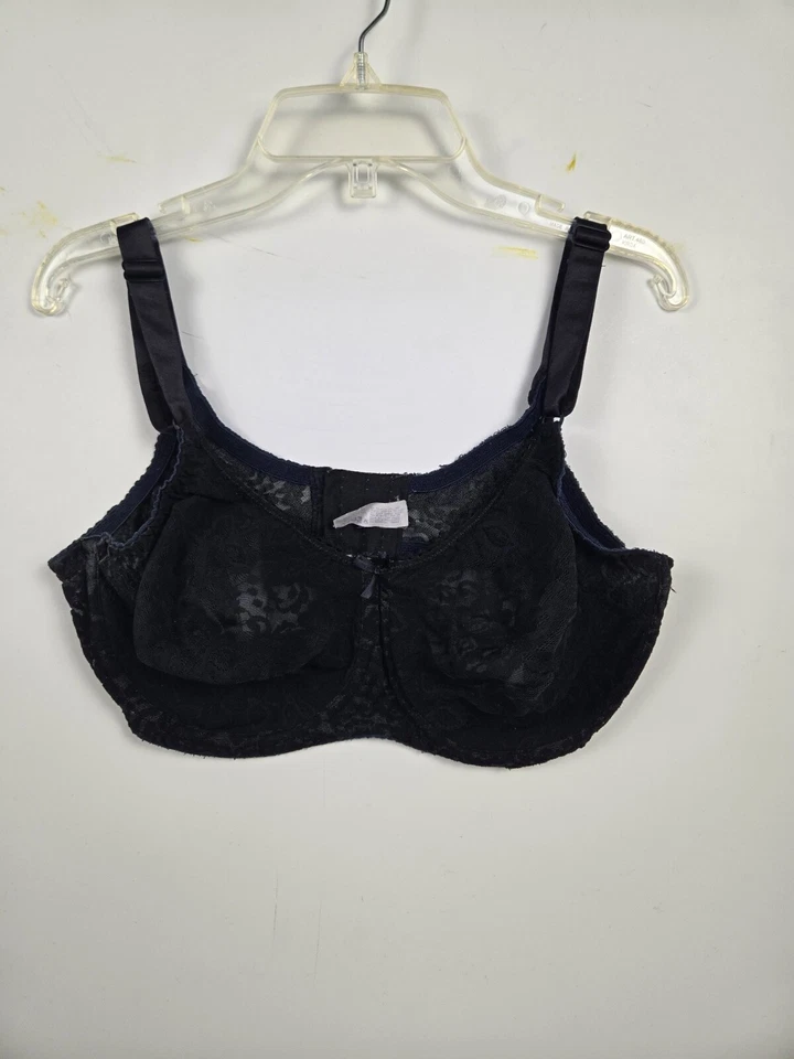 Sujetador Bali Mujer Talla 38D Negro Encaje Floral Ligeramente Imperfecto Cobertura Completa Foto 1 de 4