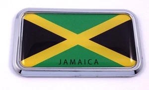 Jamaica Jamican flag rectanguglar Chrome Emblem 3D Car Decal Sticker 3" x 1.75" - Imagen 1 de 2