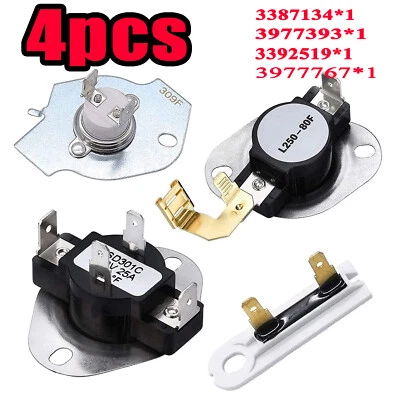 3387134 Dryer Thermostat 3977393,3392519,3977767 Thermal Fuse Kit for whirlpool - Imagen 1 de 4