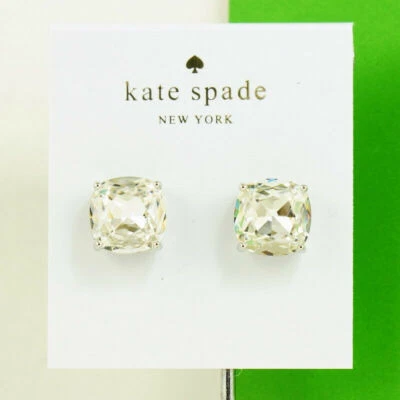 NWT Kate Spade Square studs earring $38 Clear Silver Tone - Image 1 of 4